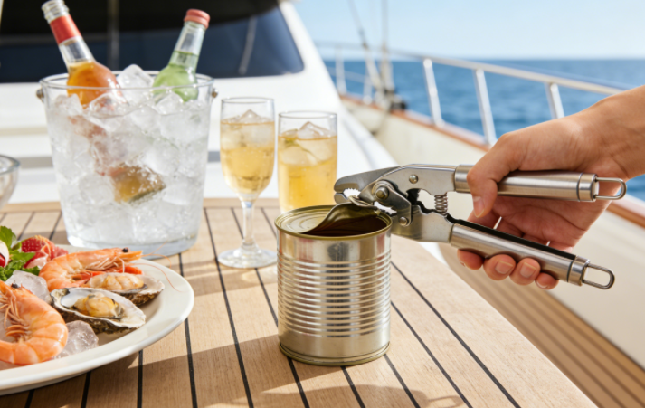 How do I use a standard manual can opener step by step?